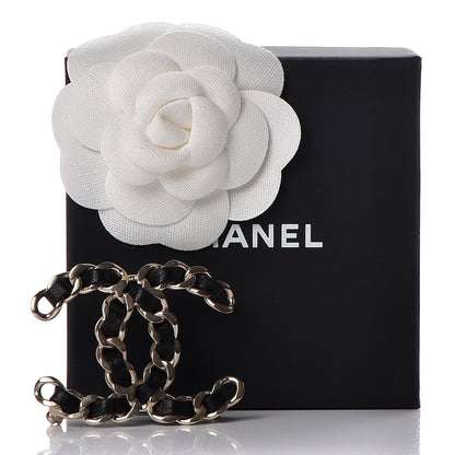 Chanel Lambskin Chain CC Brooch Black Gold 6 of 6