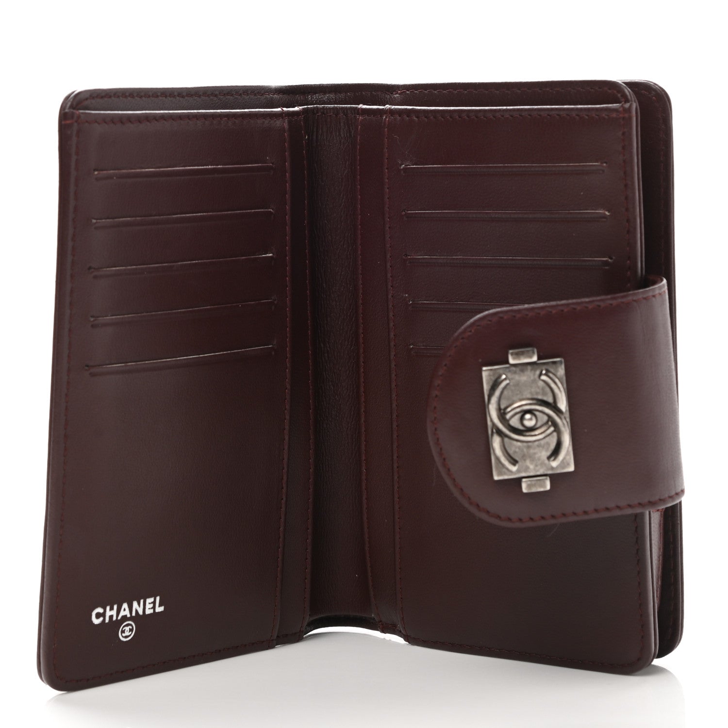 Chanel Lambskin Quilted Boy Zipped Pocket Wallet Burgundy 5 of 8