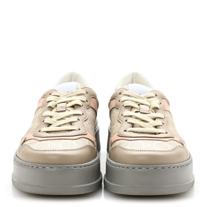 Gucci Calfskin GG Supreme Monogram Perforated Womens Platform 55mm Sneakers 39.5 Apricot Pink Beige Grey 3 of 9