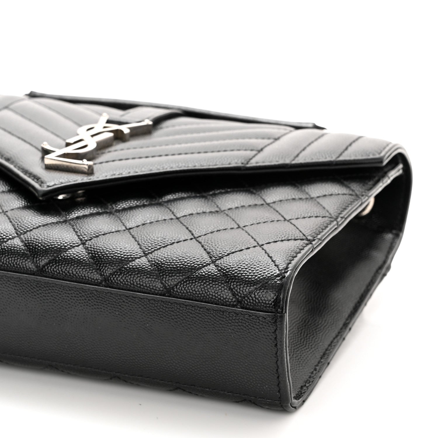 Saint Laurent Grain De Poudre Textured Mixed Matelasse Triquilt Medium Monogram Satchel Black 11 of 12