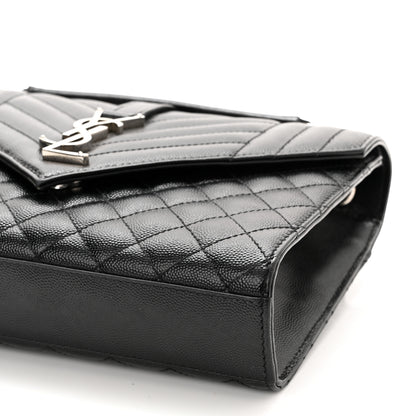 Saint Laurent Grain De Poudre Textured Mixed Matelasse Triquilt Medium Monogram Satchel Black 11 of 12