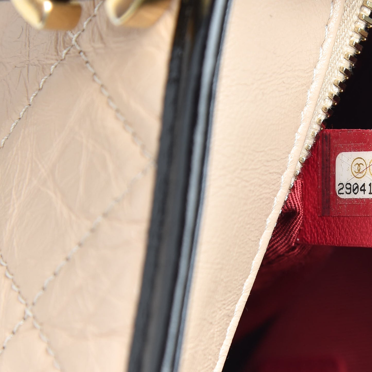Aged Calfskin Quilted Small Gabrielle Hobo Beige Black