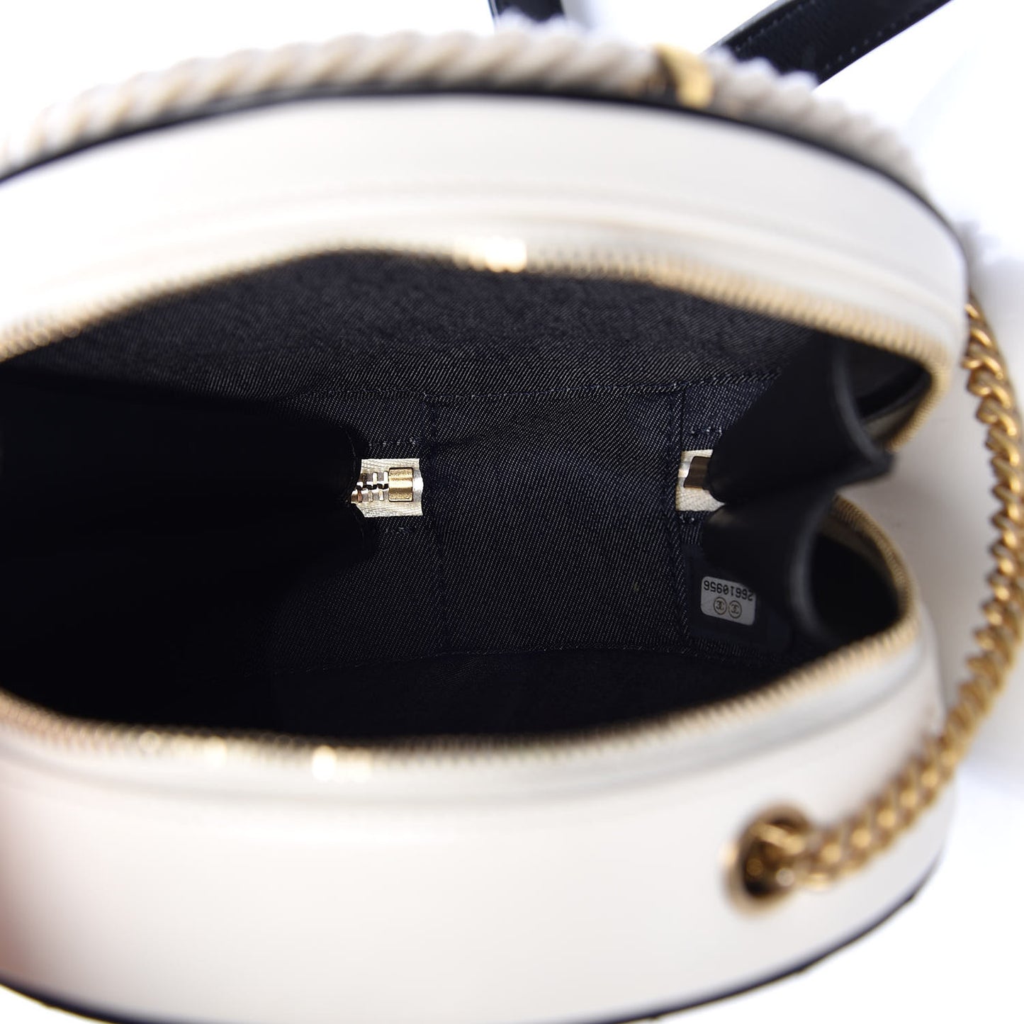 Crumpled Calfskin Cotton Small En Vogue Round Bag Black