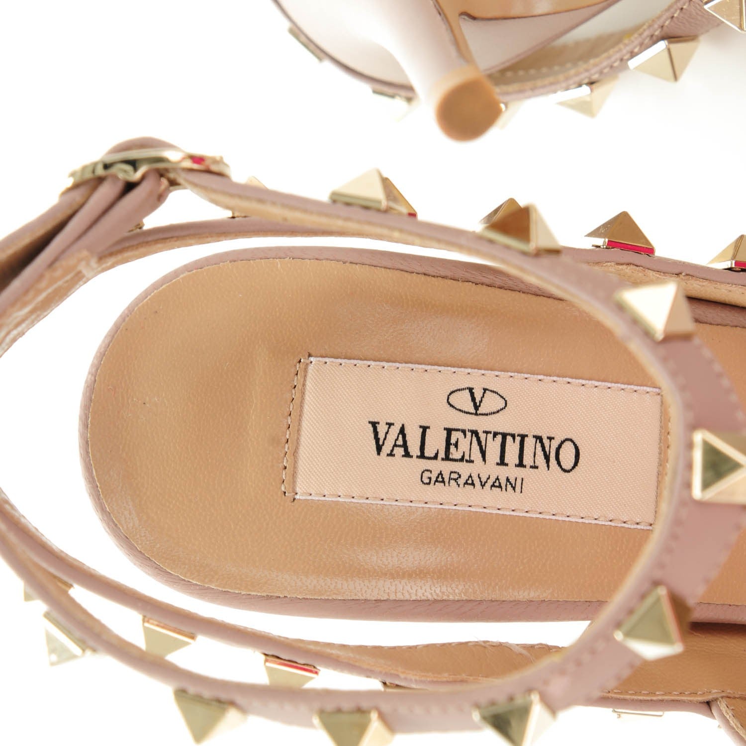 Valentino Garavani Nappa Rockstud Ankle Strap Pumps 37.5 Poudre 7 of 8