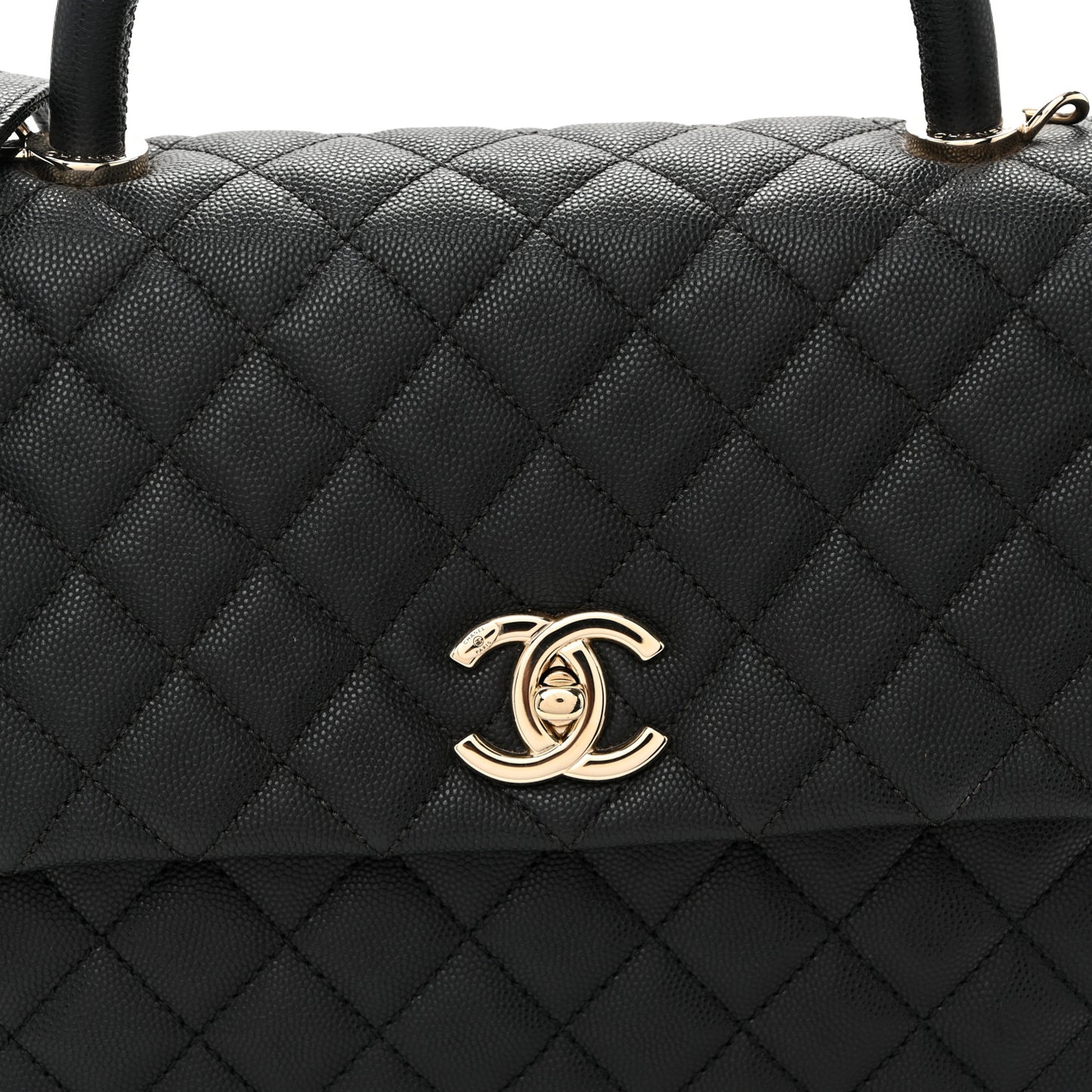 Caviar Quilted Medium Coco Handle Flap Black