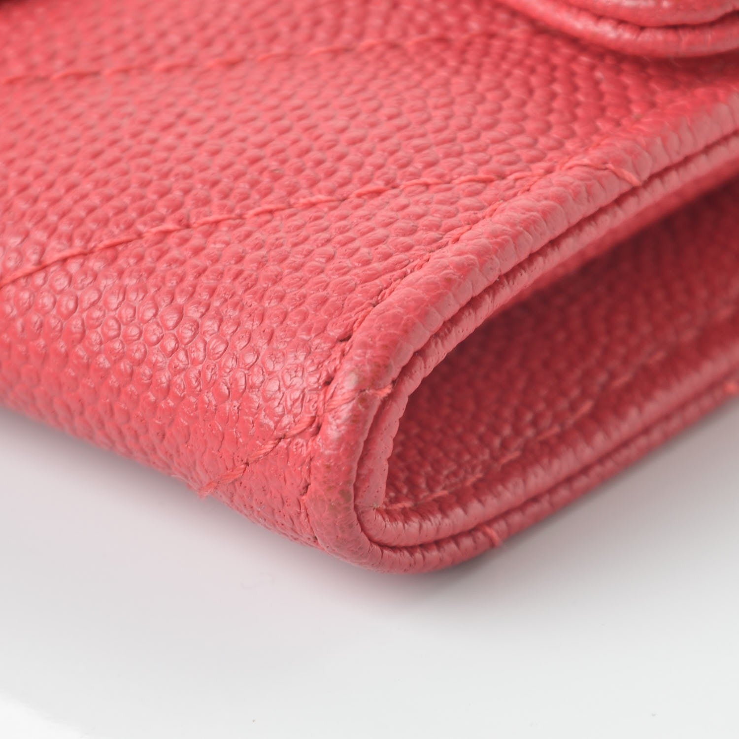 Chanel Caviar Chevron Quilted Card Holder Wallet Light Red 12 of 13