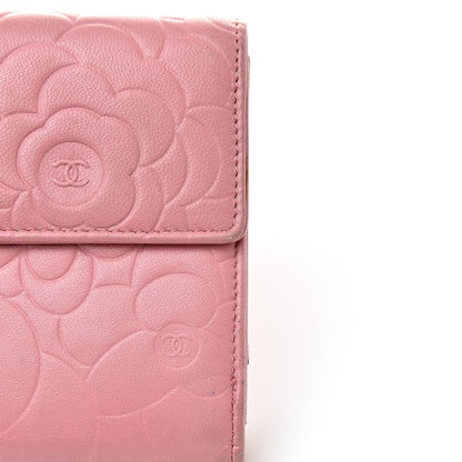 Chanel Lambskin Camellia Embossed Long Double Wallet Pink 15 of 19