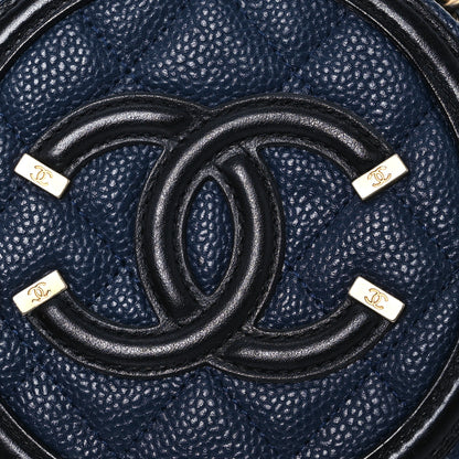 Chanel Caviar Quilted Round Filigree Crossbody Navy Black 8 of 10