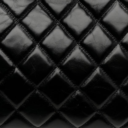 Chanel Glazed Calfskin Quilted Gold Bar Tote Black 12 of 13