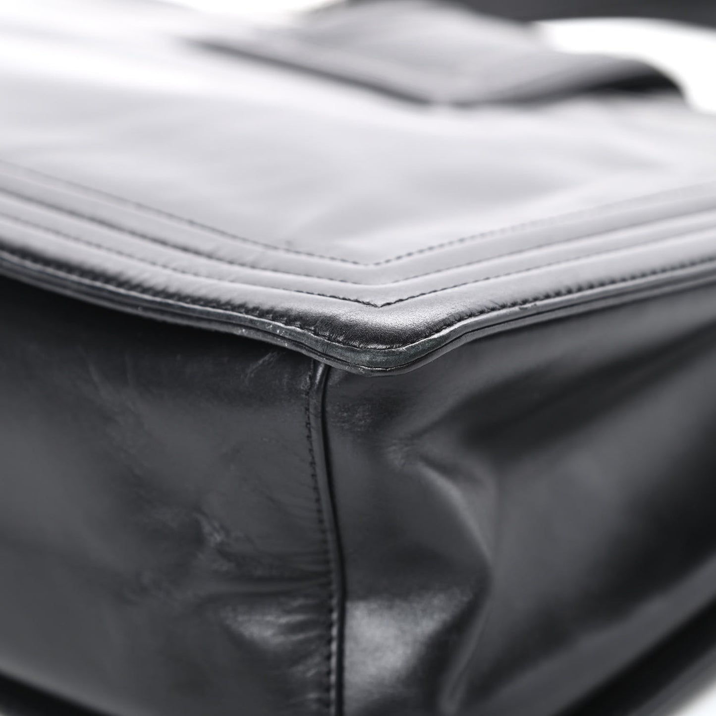 Glazed Calfskin Boy Tote Black