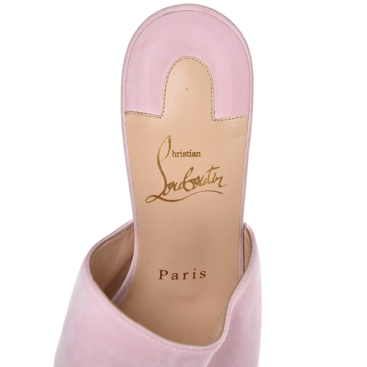LOUBOUTIN Suede Submuline Fleur Paillette 120 Platform Slide Sandals 37 Pompadour