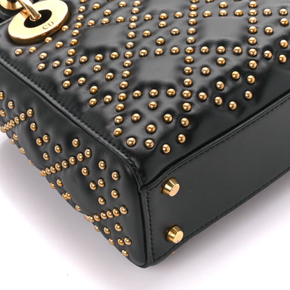 Christian Dior Lambskin Studded Mini Supple Lady Dior Black 9 of 11