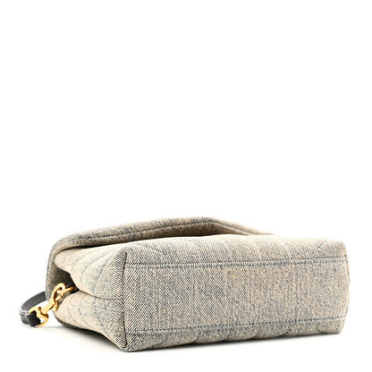 Saint Laurent Denim Y Quilted Monogram Toy Loulou Crossbody Bag Grey 4 of 10