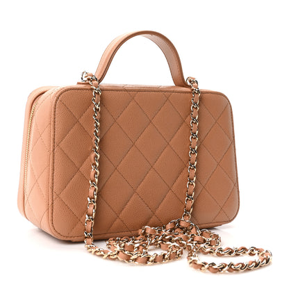 Chanel Caviar Quilted Top Handle Vanity With Chain Dark Beige 3 of 10