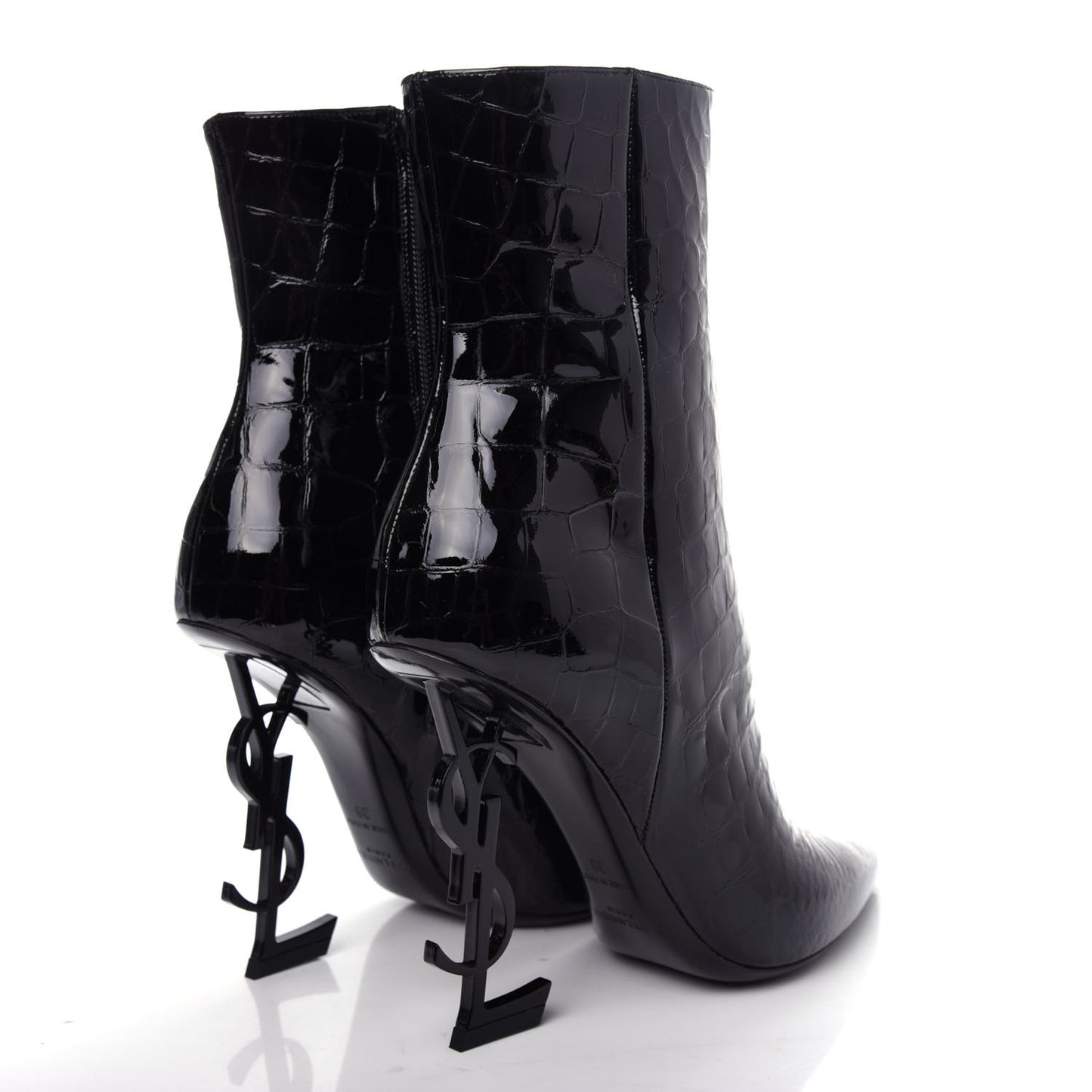 Alligator Embossed Patent Calfskin Opyum 110 Ankle Boots 39 Black