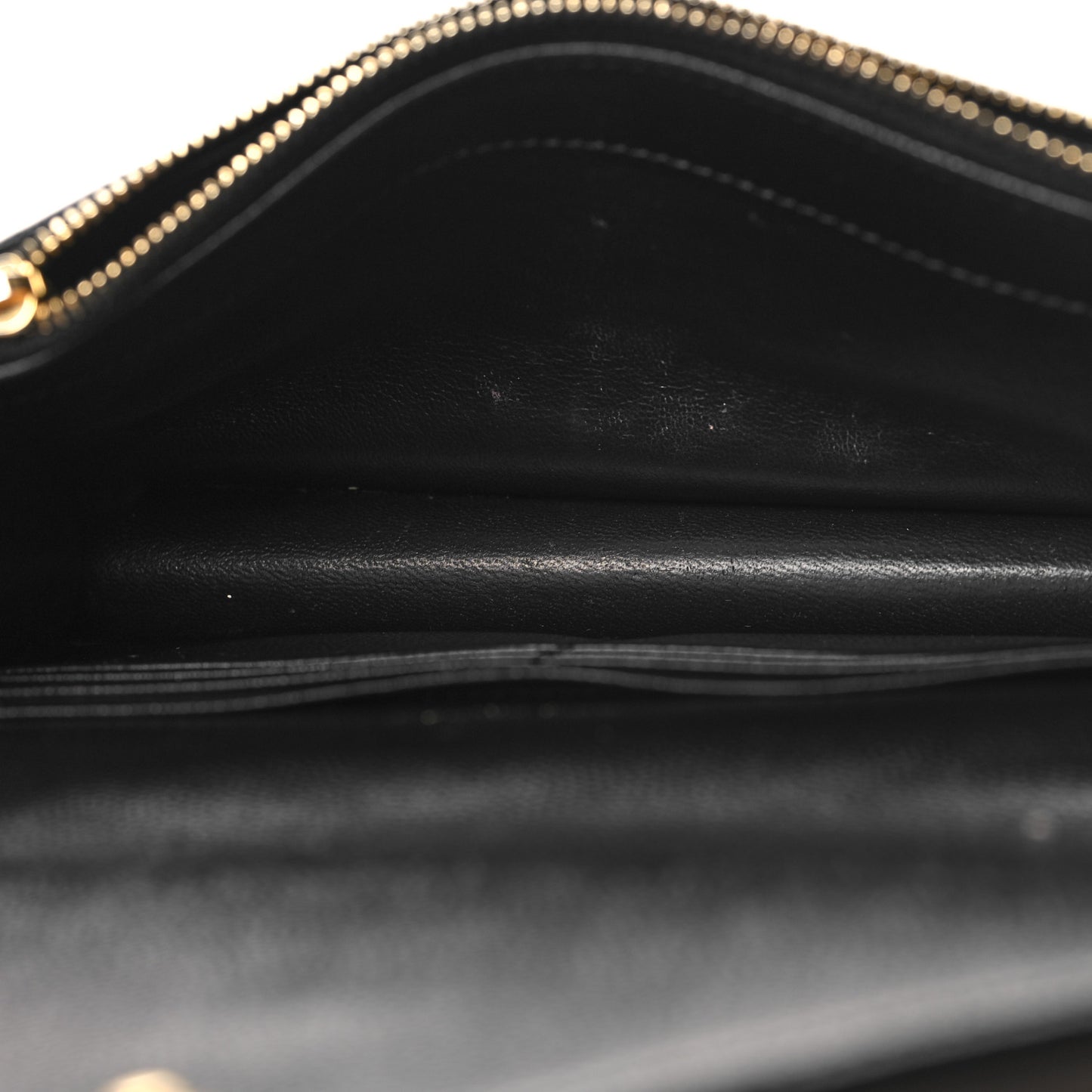Grain De Poudre Matelasse Chevron Monogram Envelope Chain Wallet Black