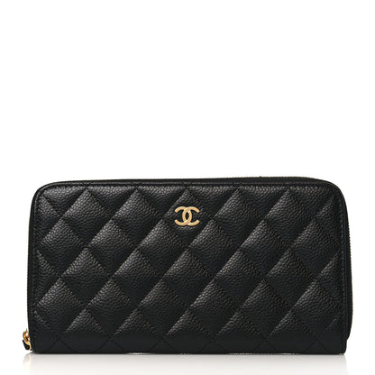 Chanel Caviar Quilted Large Gusset Zip Around Wallet Black 1 of 9