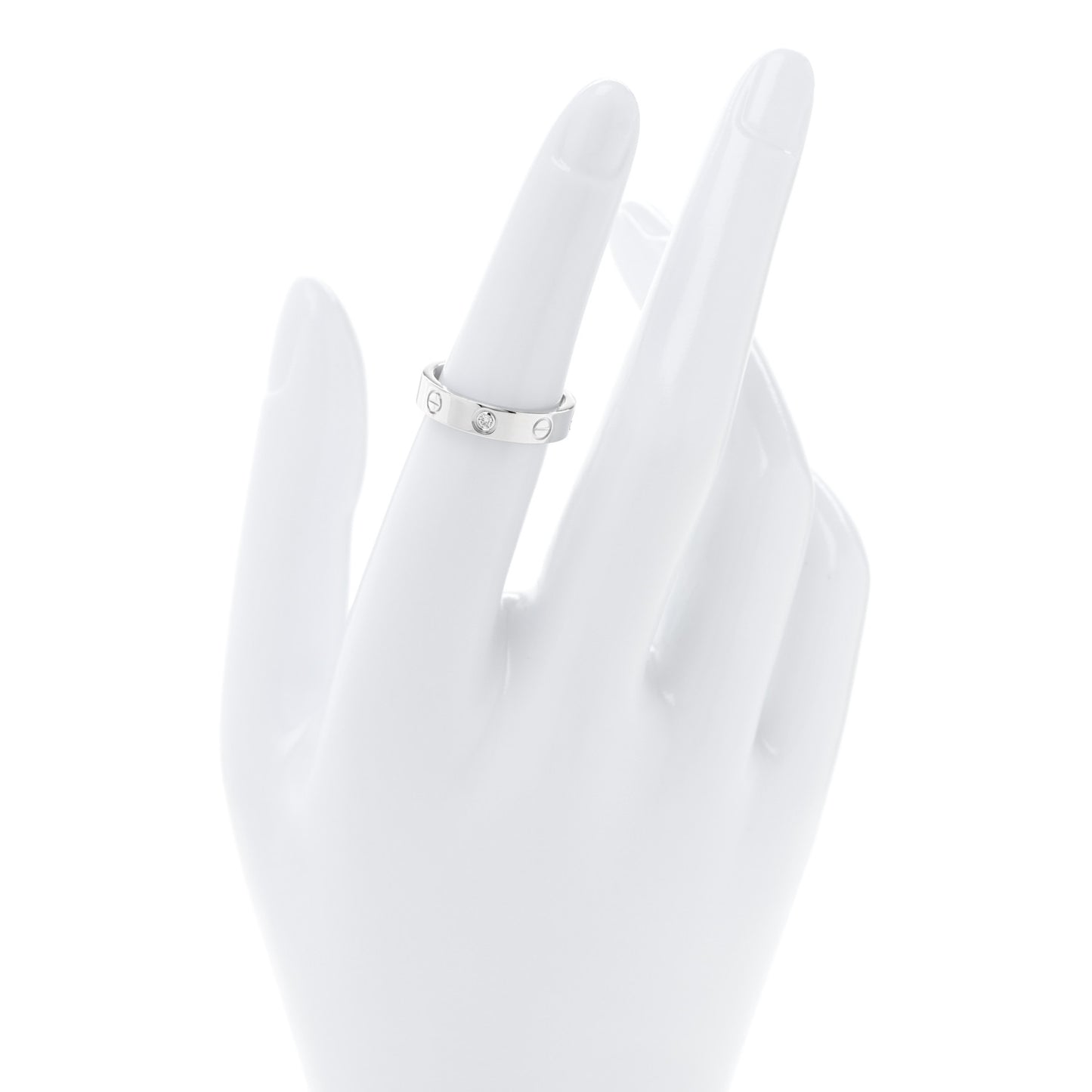 18K White Gold Diamond 4mm LOVE Wedding Band Ring 51 5.75
