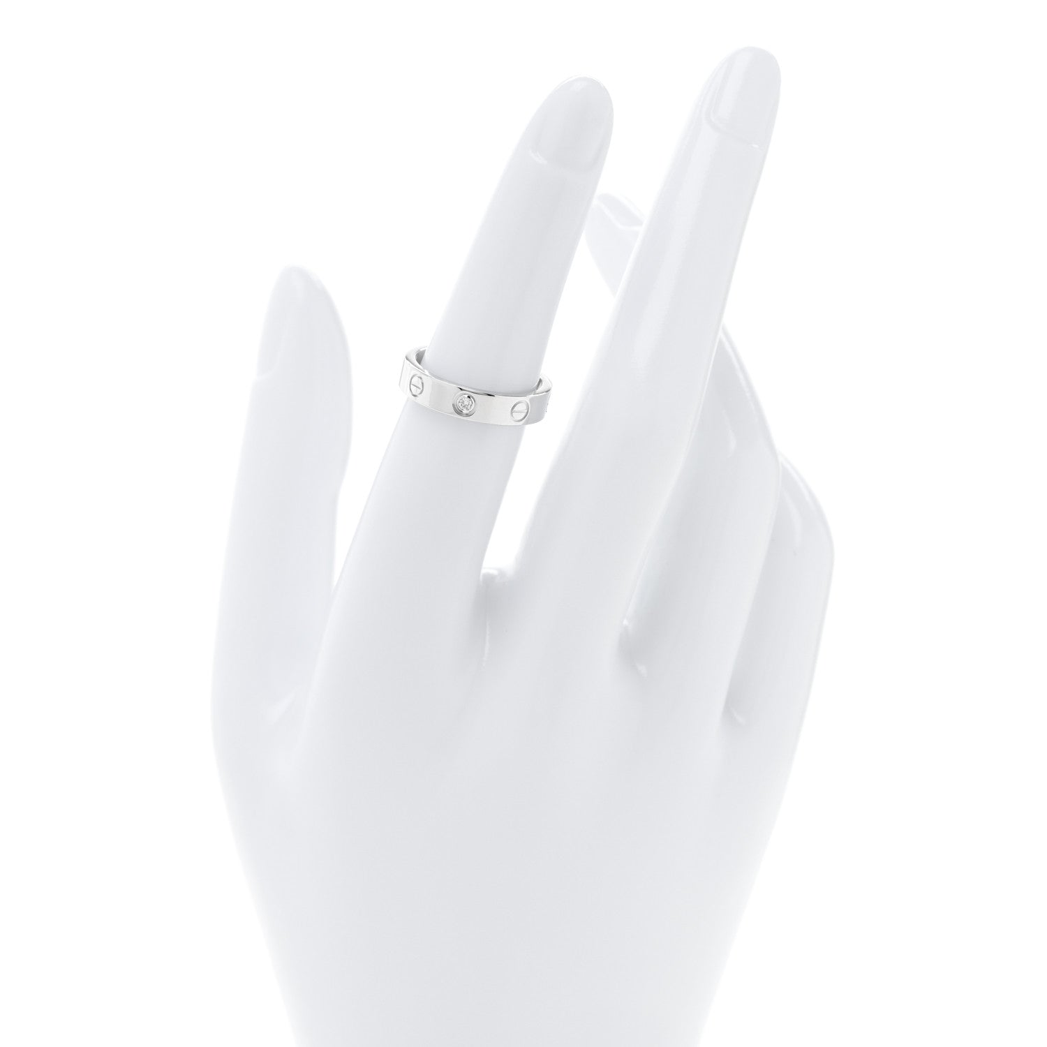 Cartier 18K White Gold Diamond 4mm LOVE Wedding Band Ring 51 5.75 2 of 4
