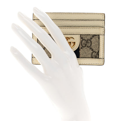 Gucci GG Supreme Monogram Textured Calfskin Web Ophidia Card Holder Beige Ebony Mystic White 2 of 7