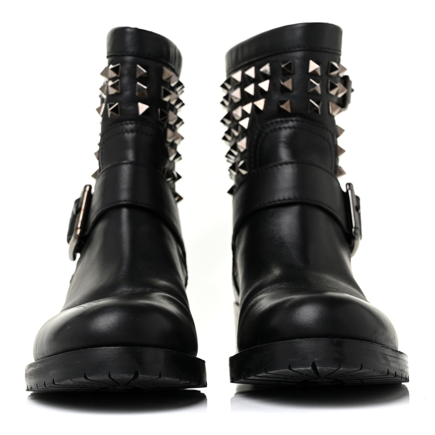 Valentino Garavani Calfskin Rockstud 30mm Biker Boots 37 Black 2 of 16
