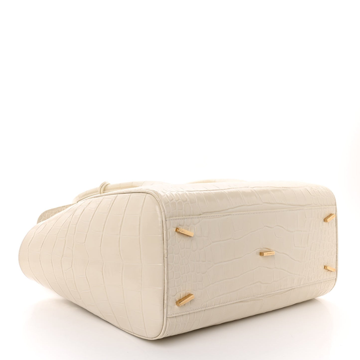 Calfskin Crocodile Embossed East-West Tote Mascarpone
