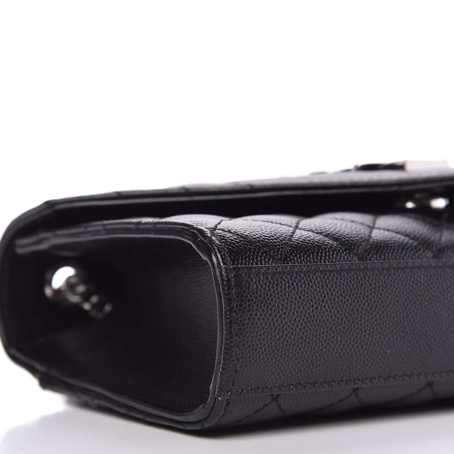 Grain De Poudre Textured Mixed Matelasse Triquilt Small Monogram Satchel Black