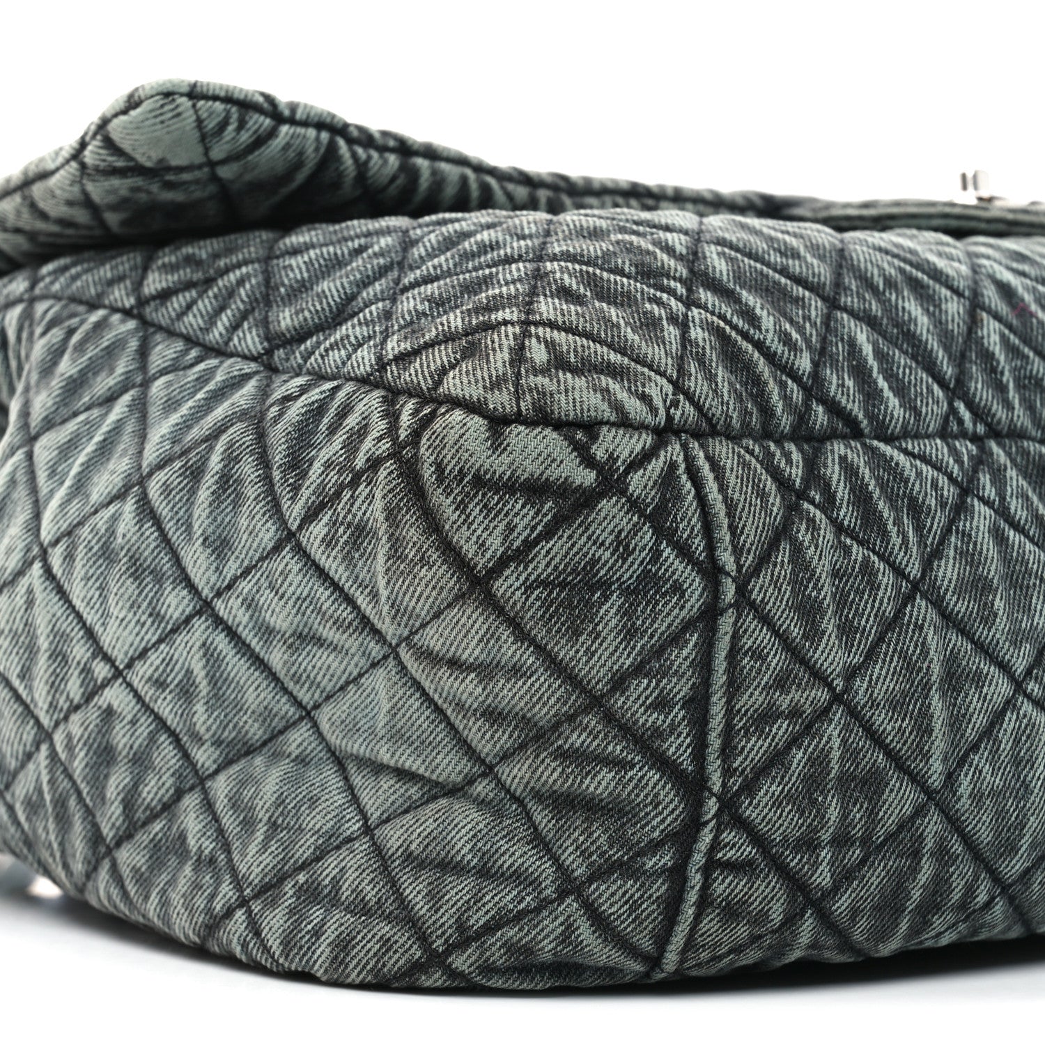 Chanel Denim Quilted Denimpression XXL Flap Blue Black 9 of 10