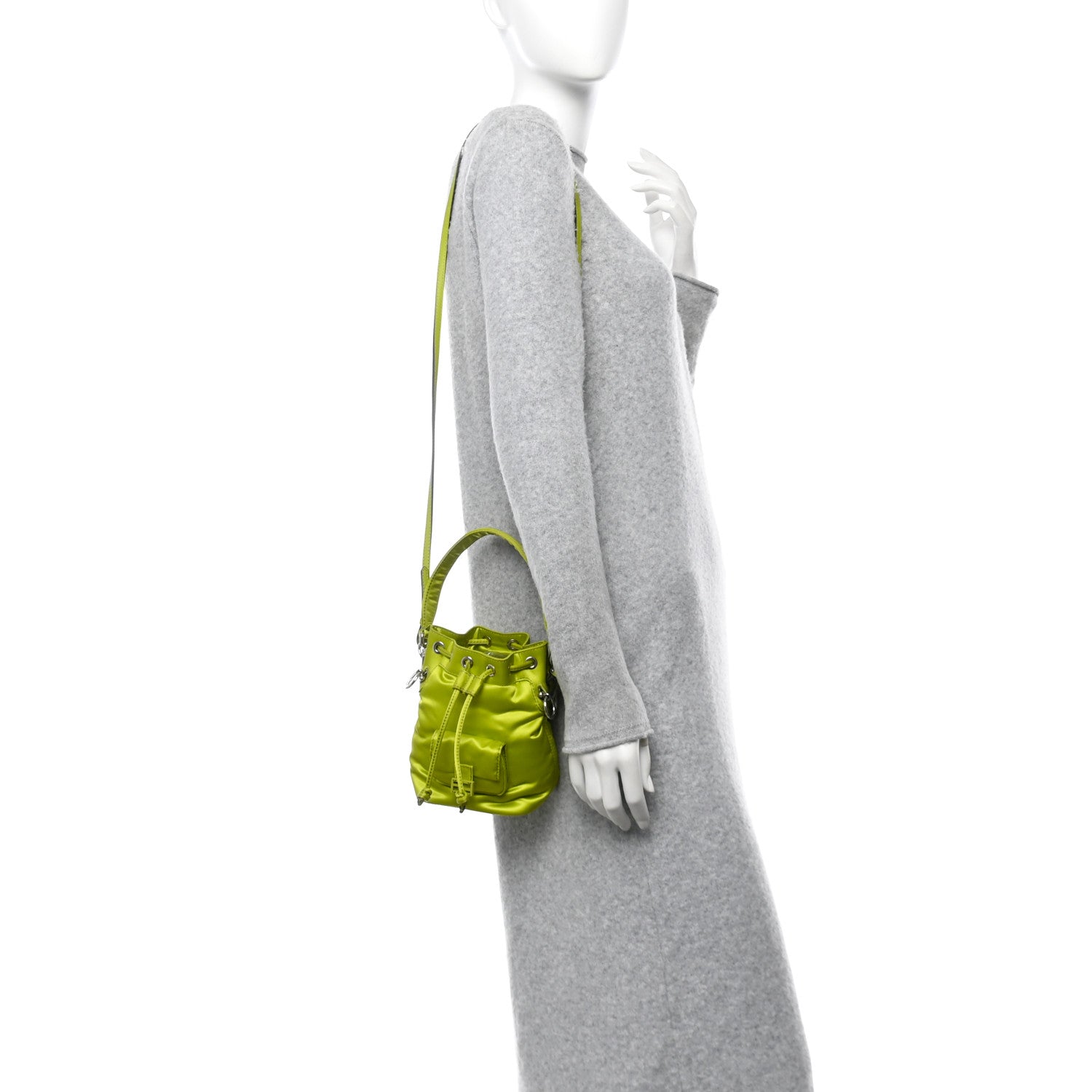 Fendi Nylon Ninfa Vitello King Cuoio Mini Mon Tresor Bucket Bag Wasabi 2 of 10