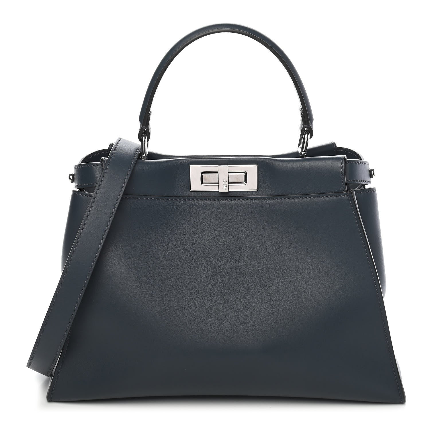 Fendi Vitello Seta Shiny Nappa Elaphe Medium Peekaboo Iconic Satchel Notturno Natural 1 of 8