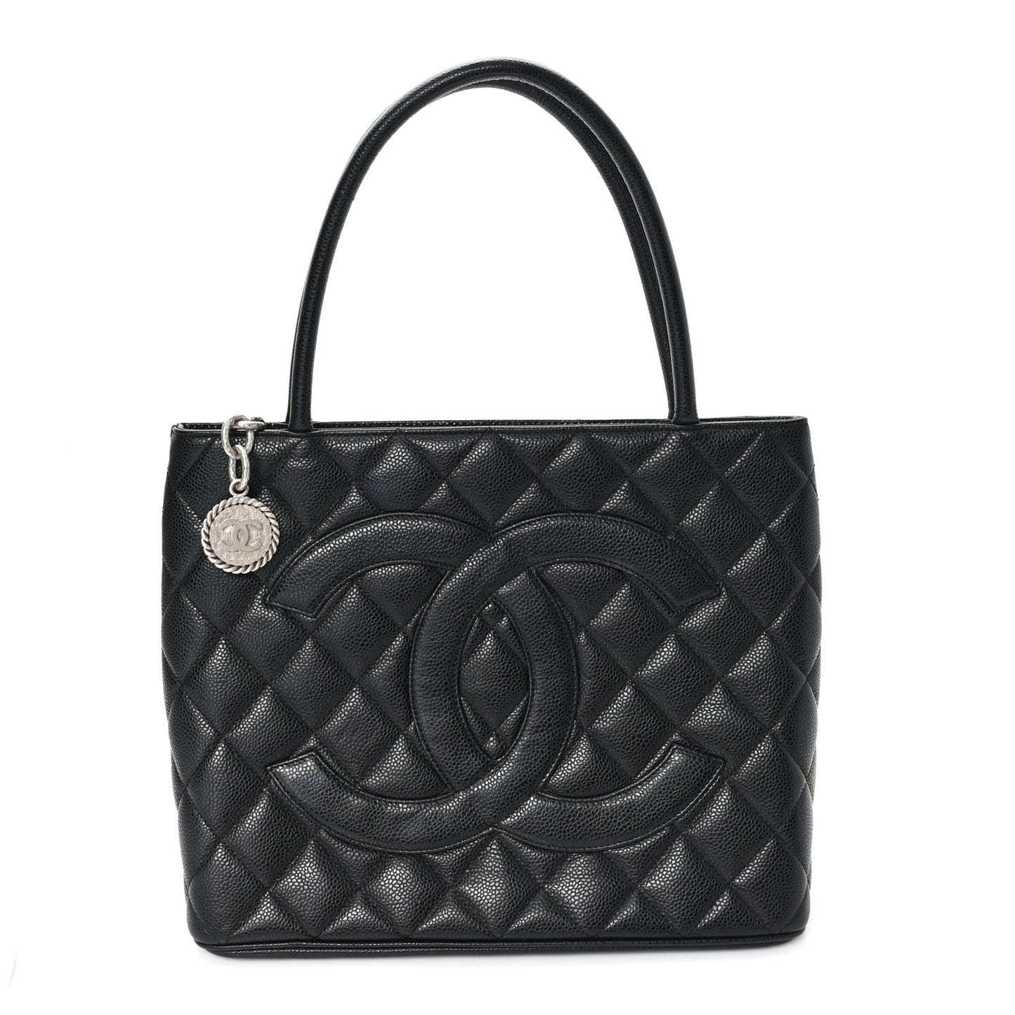 Caviar Quilted Medallion Tote Black
