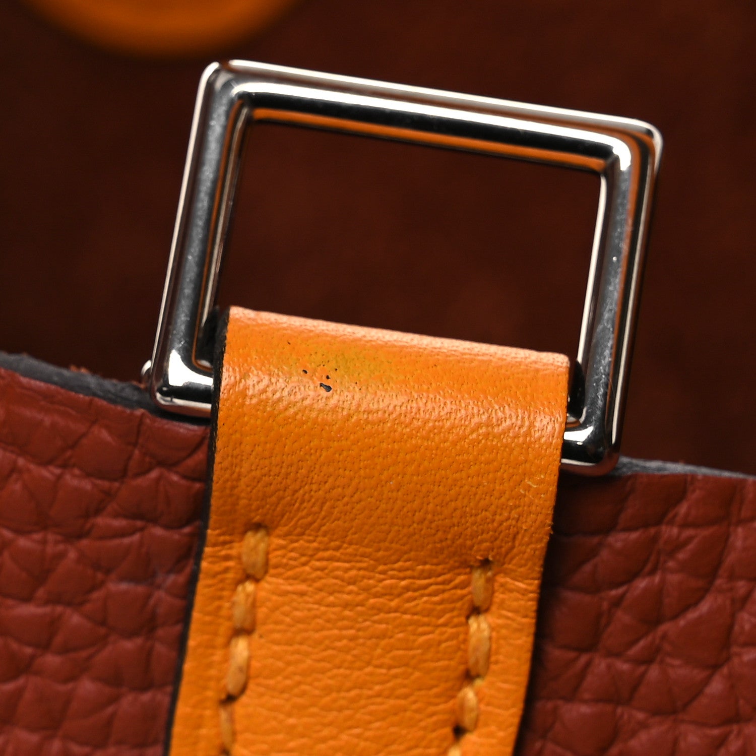 Hermes Taurillon Clemence Swift Picotin 18 PM Cuivre Jaune D'or 11 of 15