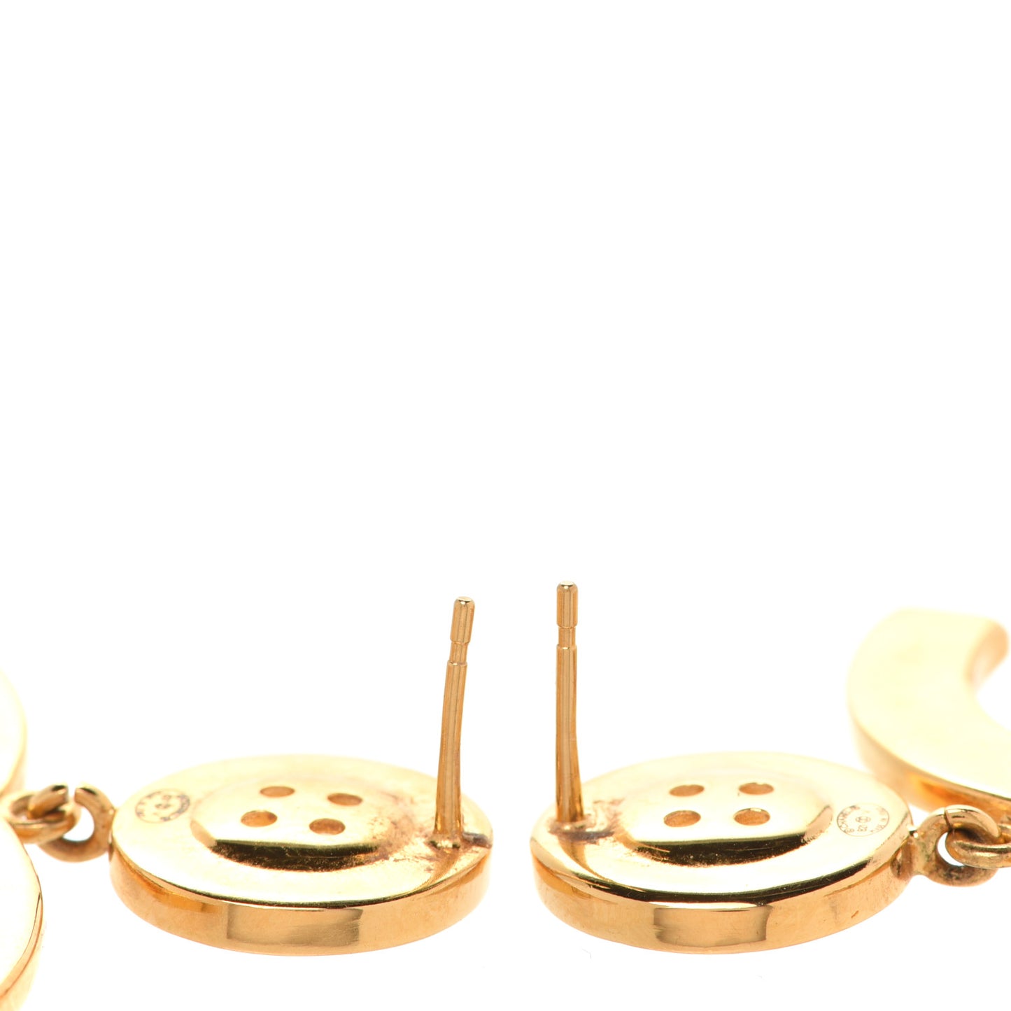 Metal Large Paris Button Earrings Gold