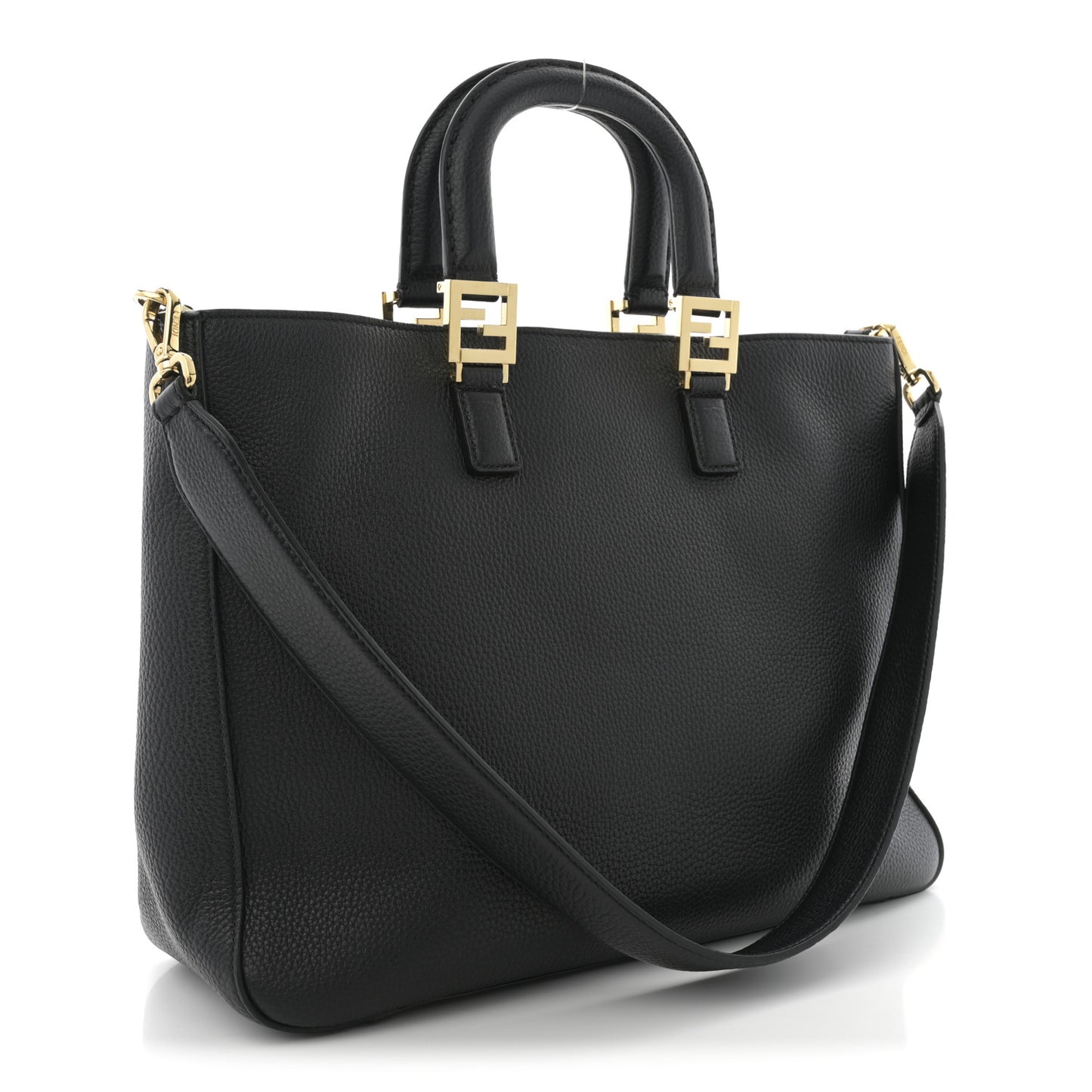Cuoio Romano Selleria Medium FF Tote Black