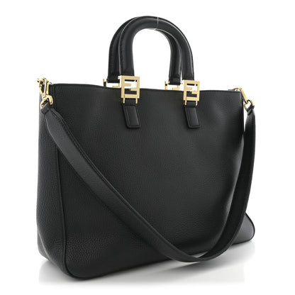 Fendi Cuoio Romano Selleria Medium FF Tote Black 3 of 10