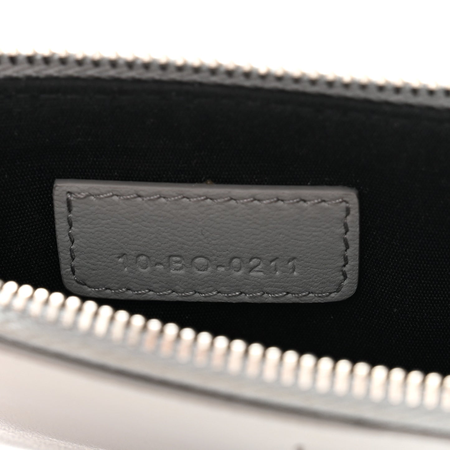 Grained Calfskin CD Icon Signature Zip Card Holder Grey