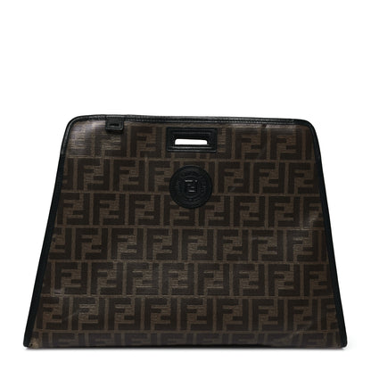 Fendi Glazed Fabric Vitello Century FF 1974 Stamp Patch Medium Peekaboo Defender Cover Mogano Panna Black 1 of 10