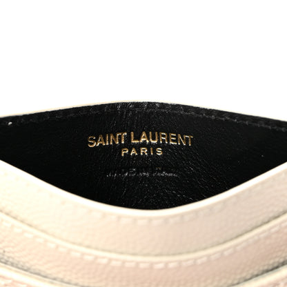 Saint Laurent Grain De Poudre Matelasse Chevron Monogram Credit Card Case Crema Soft 6 of 6