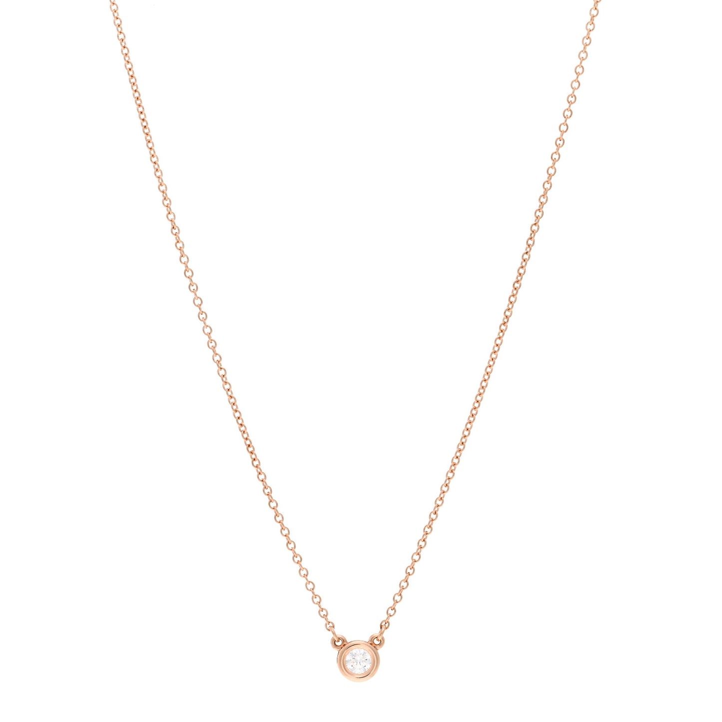 18K Rose Gold Diamond .10ct Elsa Peretti Diamonds by the Yard Pendant Necklace