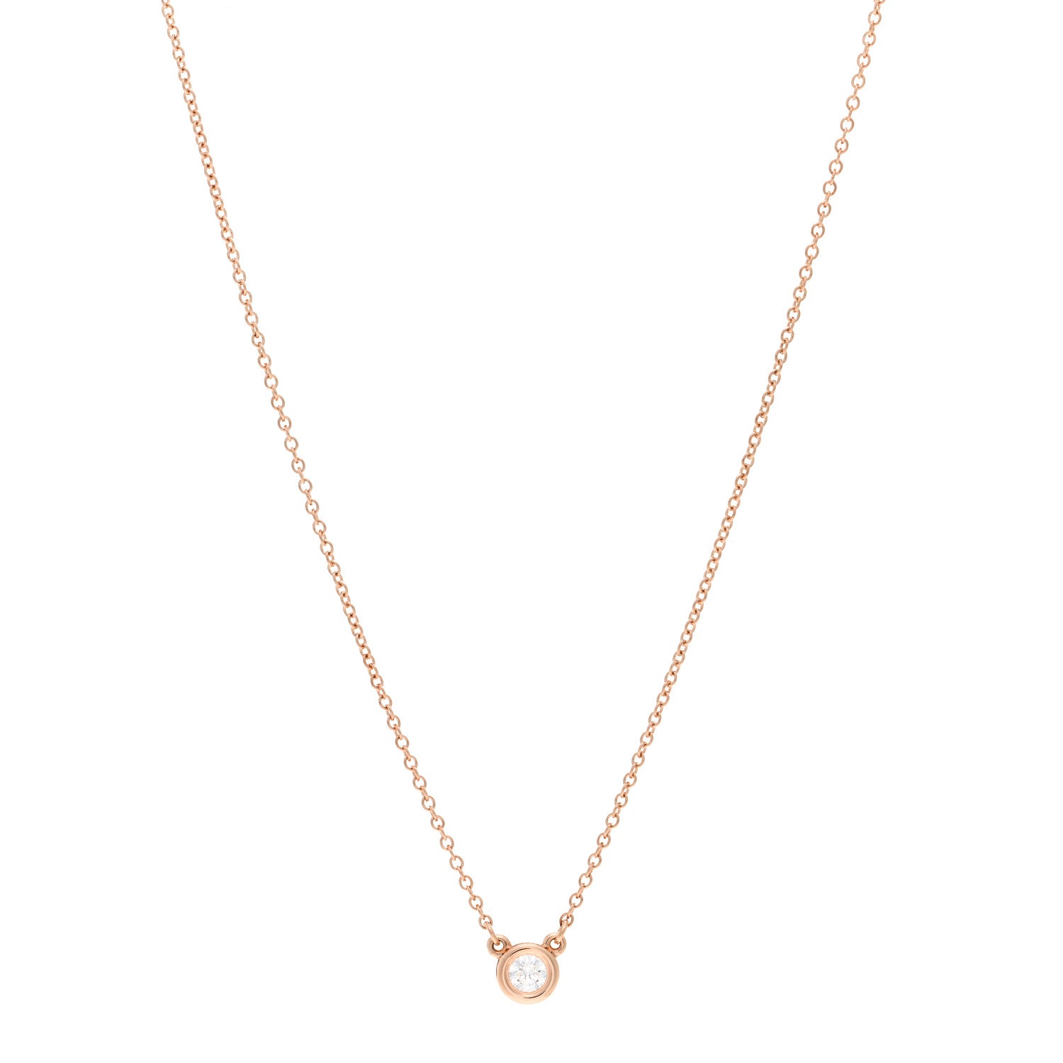 Tiffany 18K Rose Gold Diamond .10ct Elsa Peretti Diamonds by the Yard Pendant Necklace 1 of 5