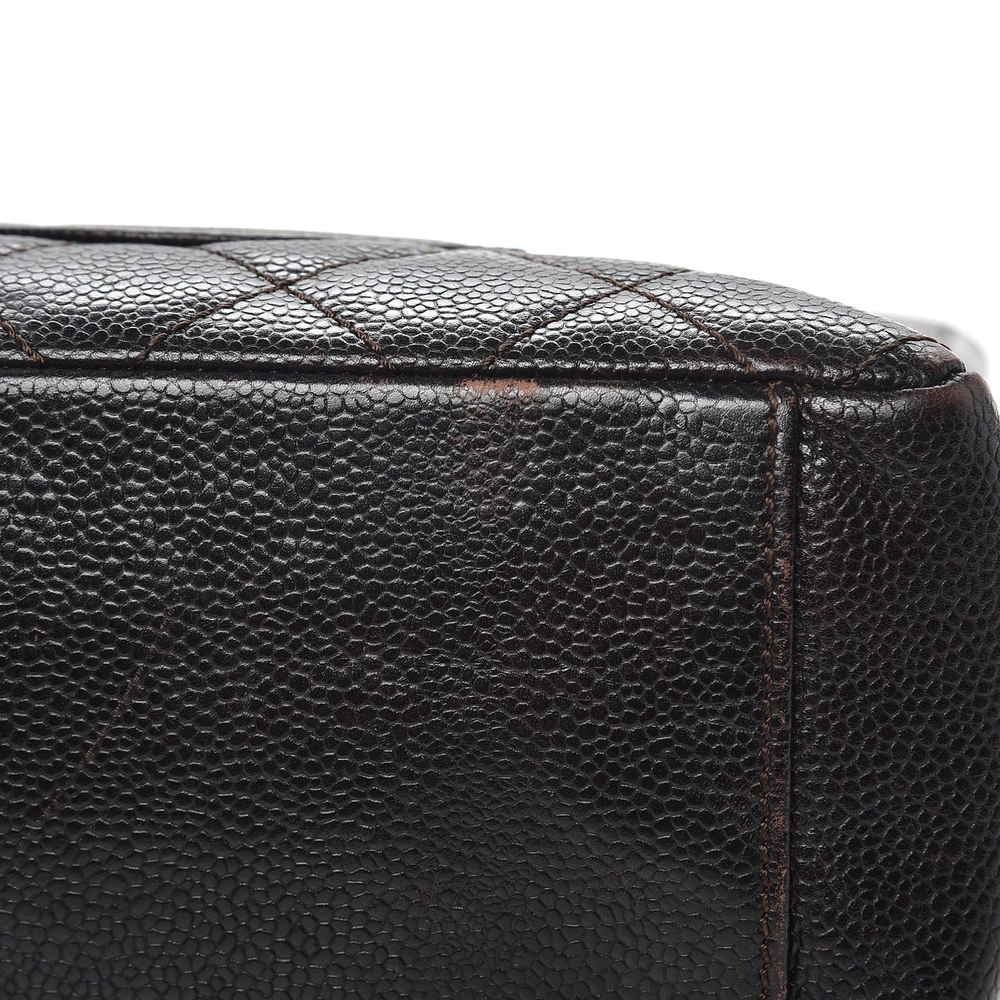 Caviar Petit Shopping Tote PST Dark Brown