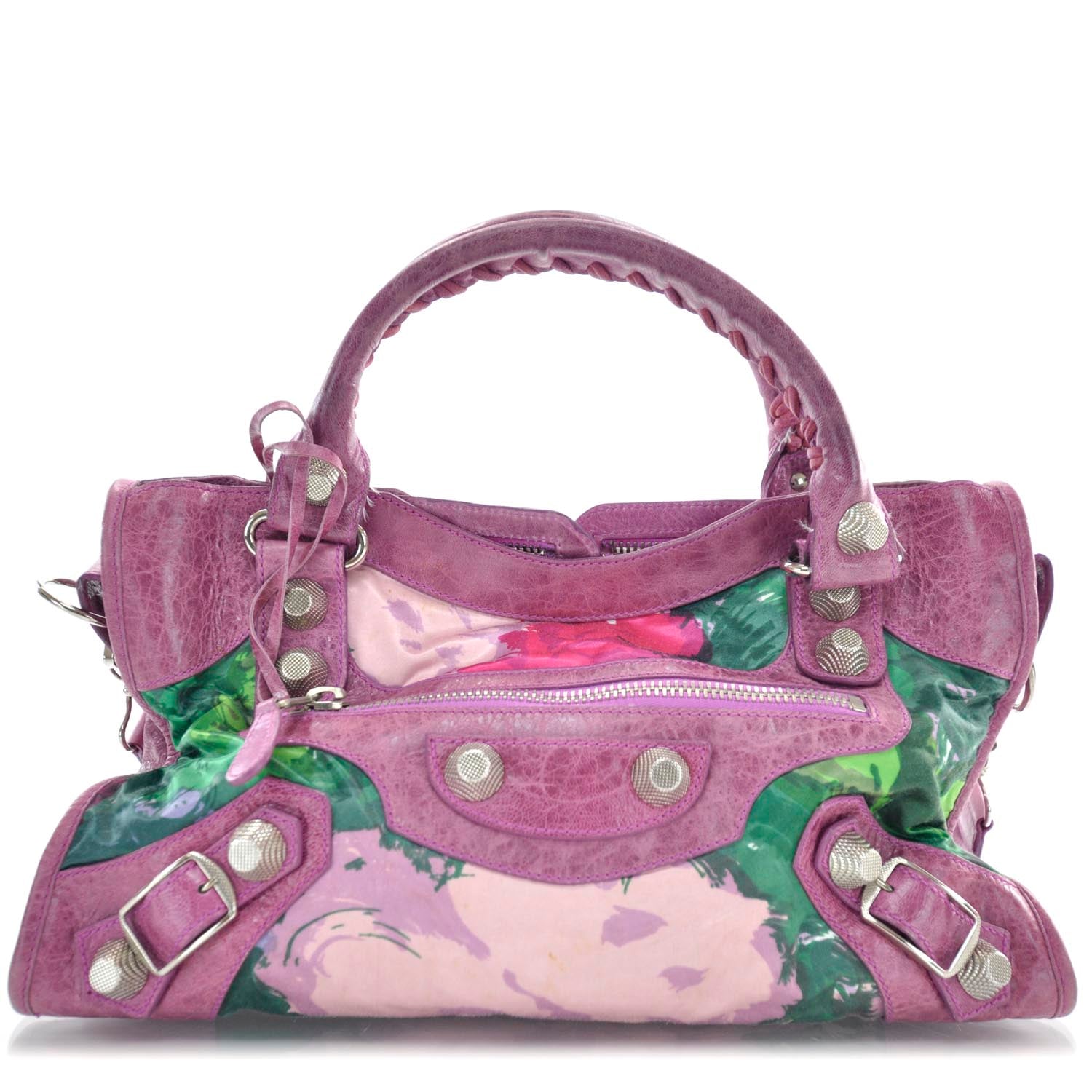 Balenciaga Agneau Canvas Floral Giant 21 Silver Hardware City Magenta 1 of 12