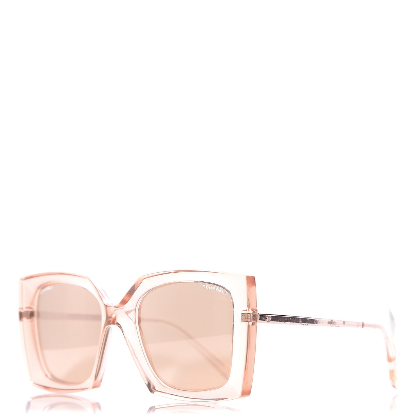 18K Pink Gold Mirror Square Sunglasses 6051 Pink