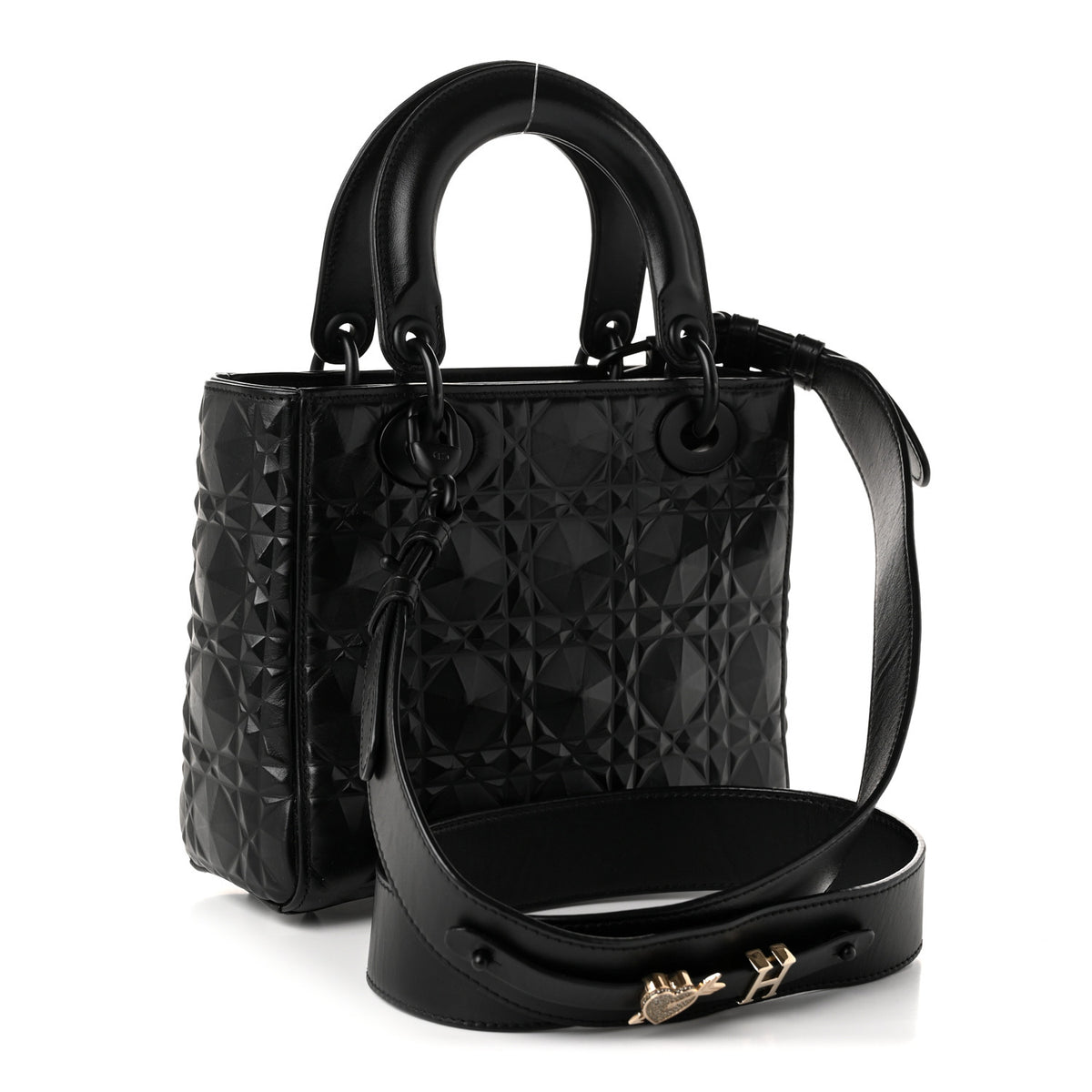 Christian Dior Calfskin Cannage Diamond Small My ABCDior Lady Dior Black 3 of 10