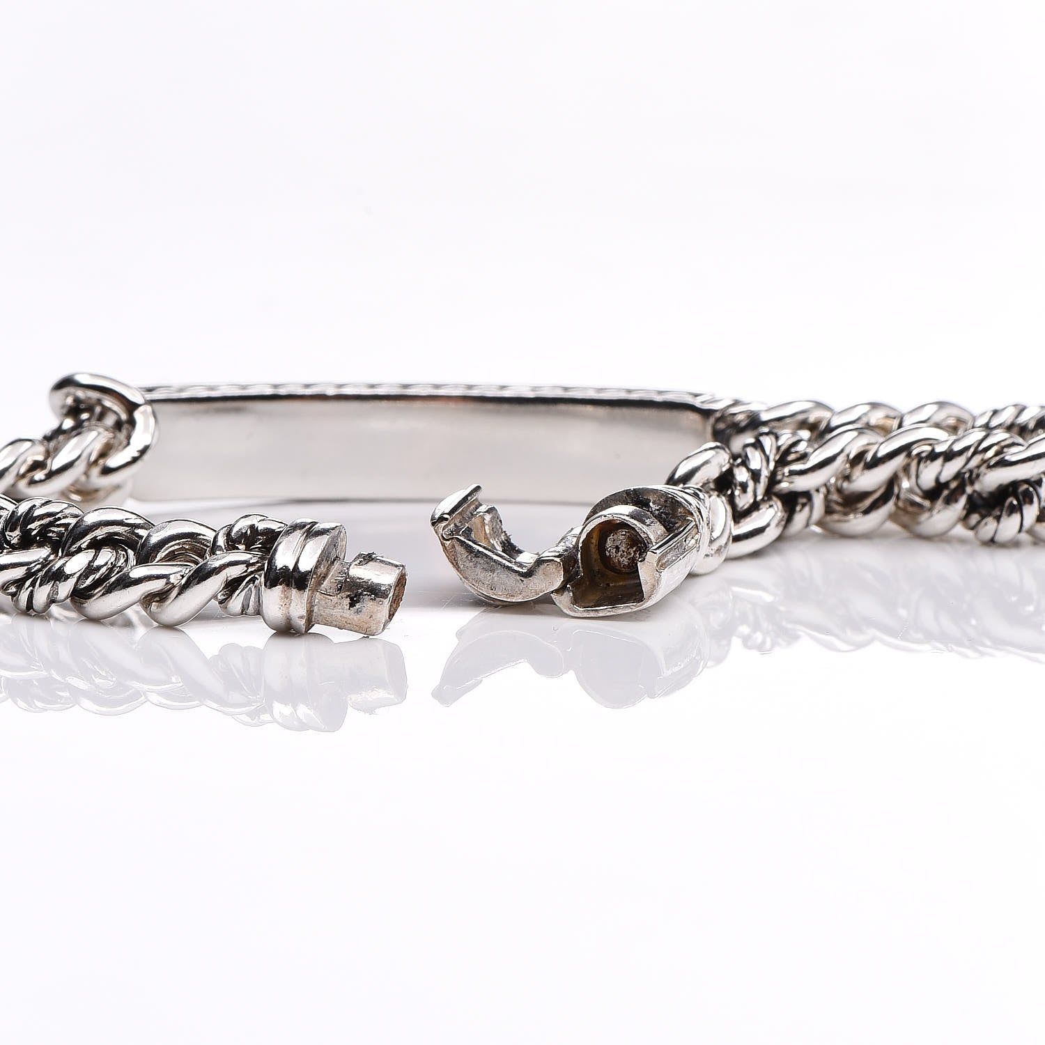 David Yurman Sterling Silver Black Diamond 6mm Petite ID Bracelet 4 of 5