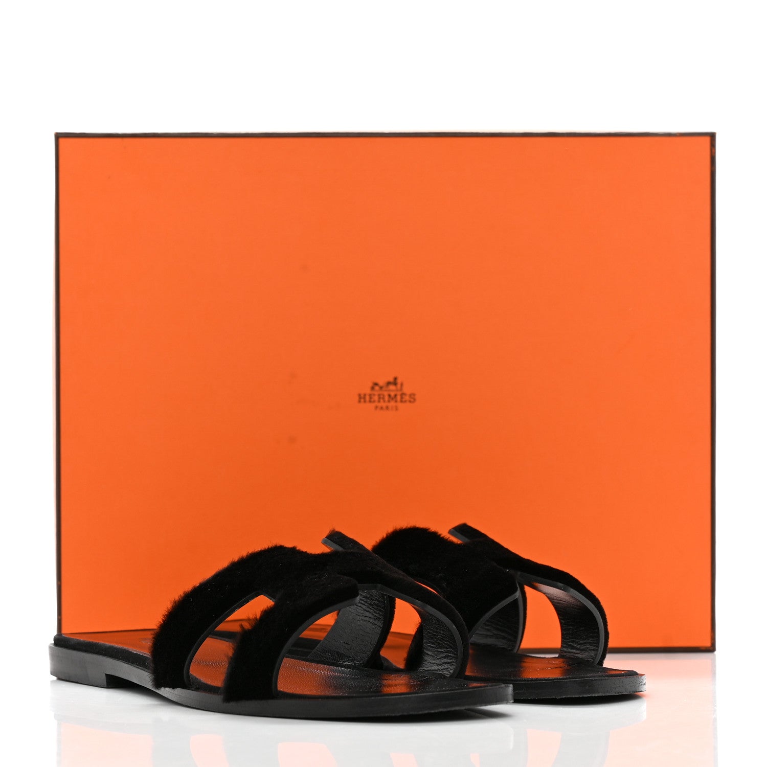 Hermes Mink Fur Oran Sandals 37 Black 14 of 14