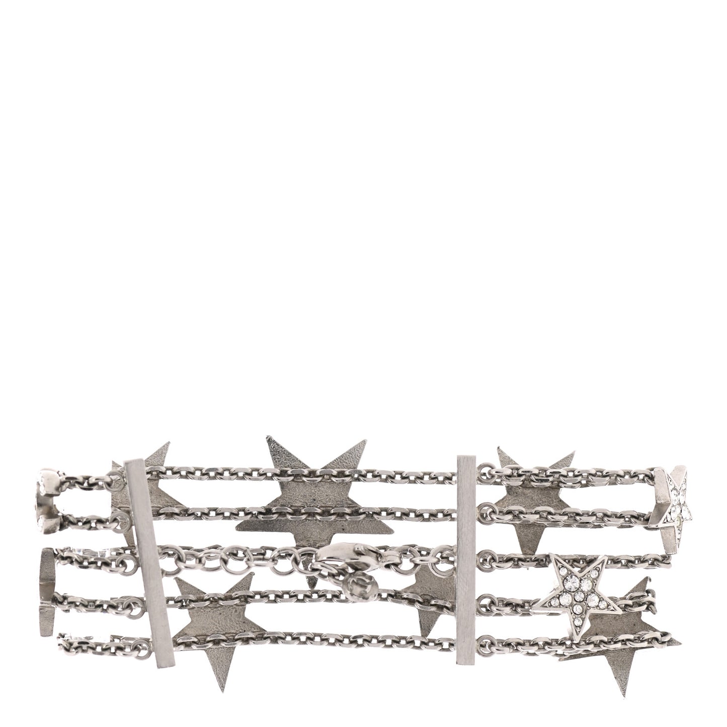Crystal Star CC Multi Strand Bracelet Silver