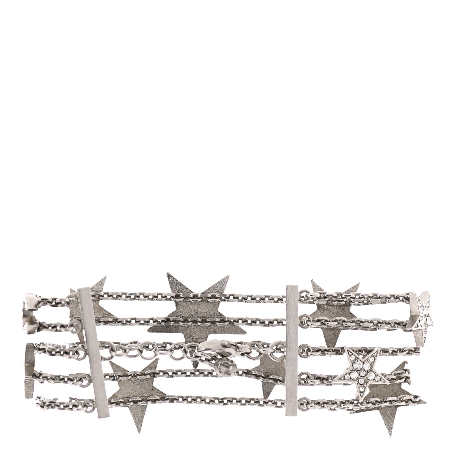 Chanel Crystal Star CC Multi Strand Bracelet Silver 3 of 8