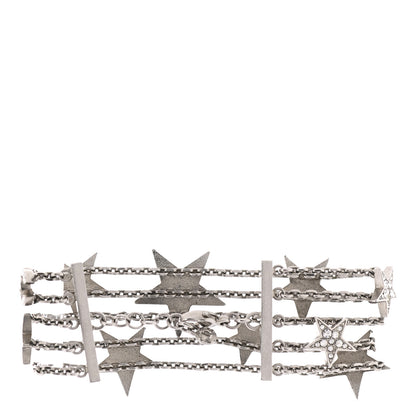 Chanel Crystal Star CC Multi Strand Bracelet Silver 3 of 8