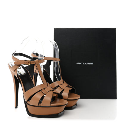 Saint Laurent Calfskin Tribute 105 Platform Sandals 41 Gold Brown 14 of 14